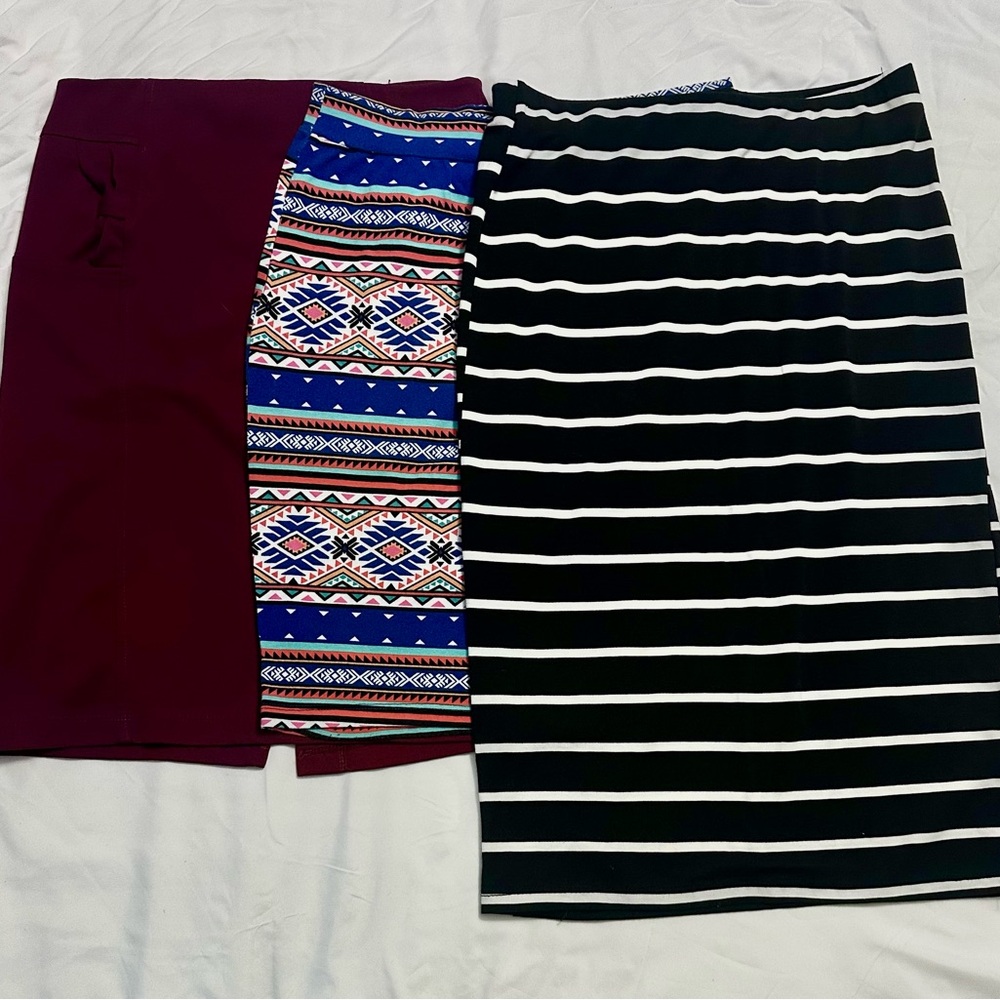 Stylish Women's Skirt Collection - Black, Blue, and burgundy